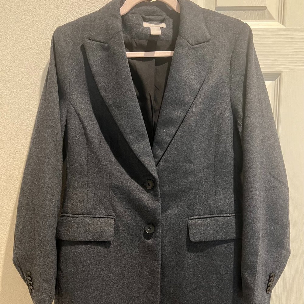 H&M, Single Breasted Jacket, Gray, Size US Medium/EUR 42